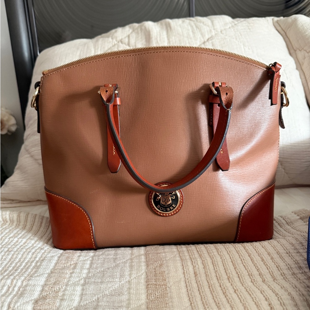 Dooney & Bourke Tan and Brown Shoulder Bag